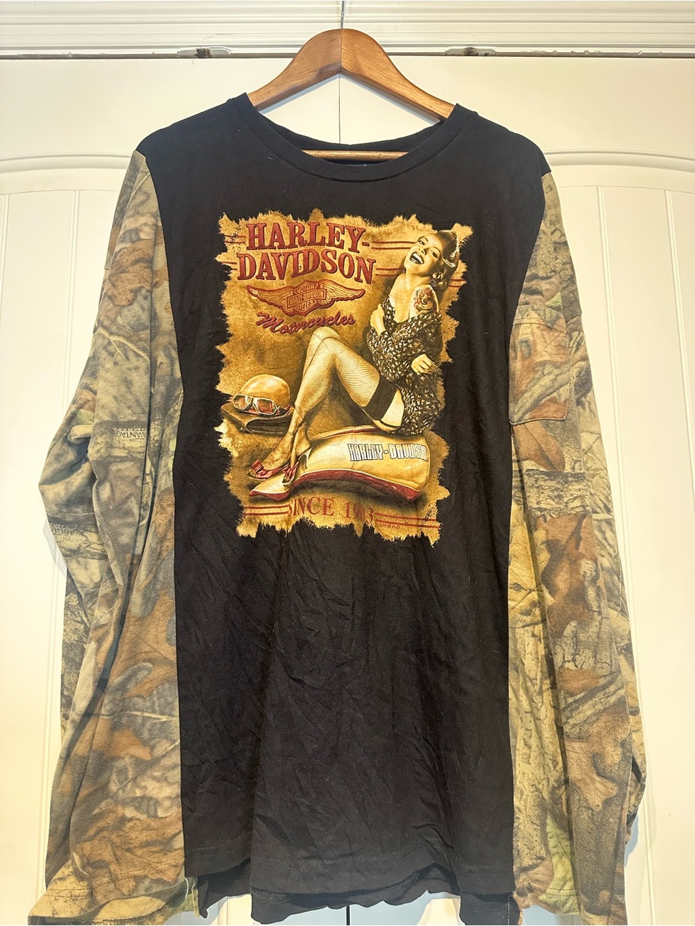 Reworked Harley-Davidson Long Sleeve Shirt Size 3XL